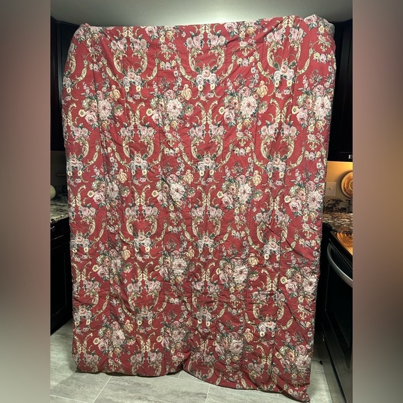 VTG Ralph Lauren Danielle Marseilles Comforter Twin Red Floral Cabin Barncore - Picture 2 of 10